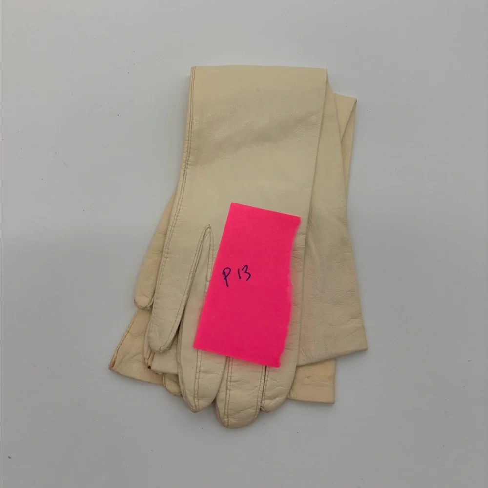 Vintage BONWIT TELLER Cream Kid Leather Gloves – Made in Germany 1950s 12” Long